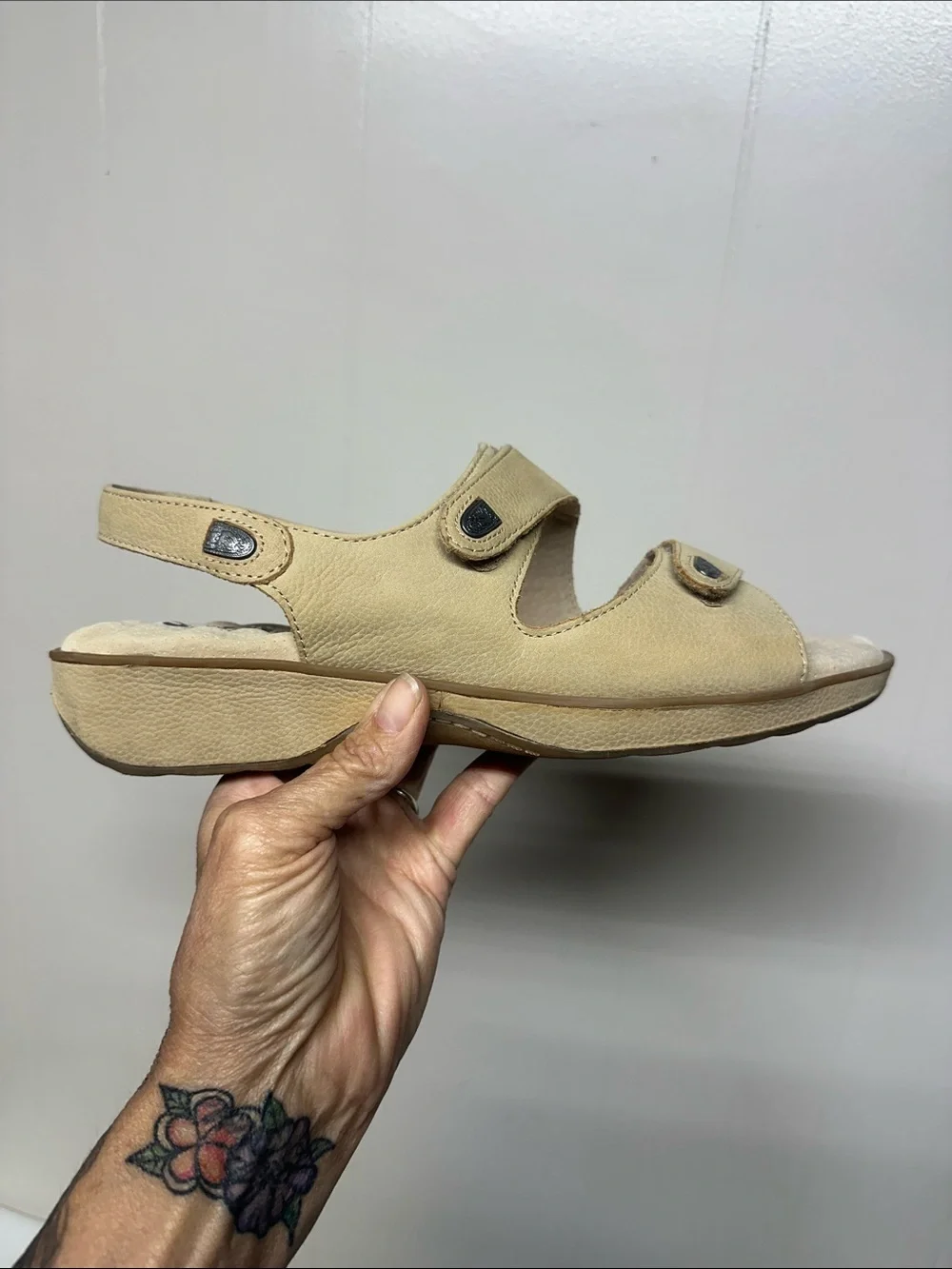 SoftWalk Beige Open-Back Comfort Sandal